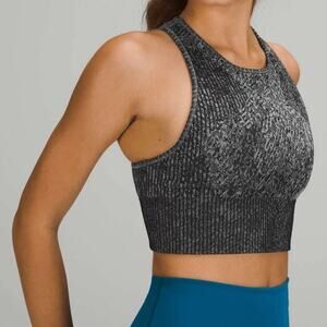 Lululemon Size 10 Ebb To Train Bra Medium Support Womens Racerback Rhino Grey